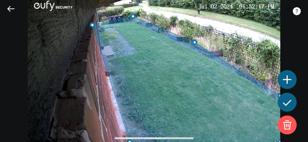 Eufycam app detection zone