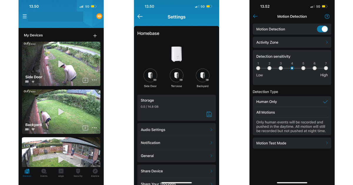 eufy c2 og eufy s210 overvågningskamera app